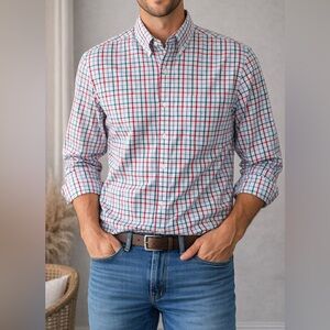 Southern Proper Plaid Button Down Shirt Size Large Red Blue White